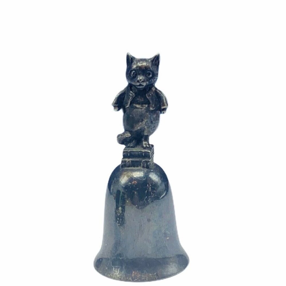 Beatrix Potter silver plated bell Peter Rabbit cat